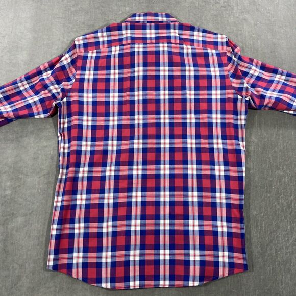 Banana Republic Mens Medium Red Blue Plaid Button Down Classic Fit Shirt - Picture 6 of 6